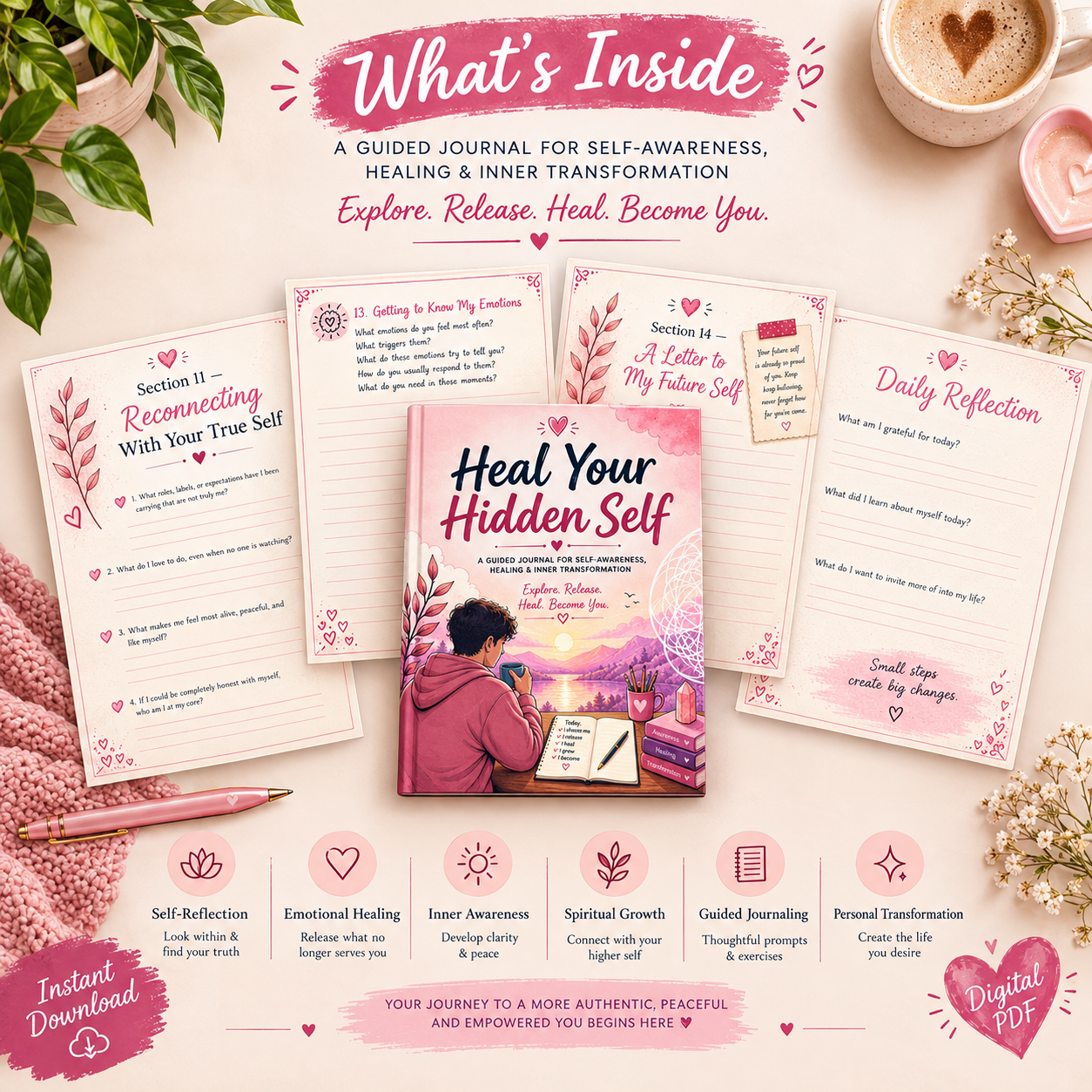 Heal Your Hidden Self Journal— Printable & Digital PDF - Image 3